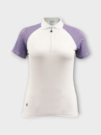 Island Green Short Sleeved Polo - White with Raspberry Geo