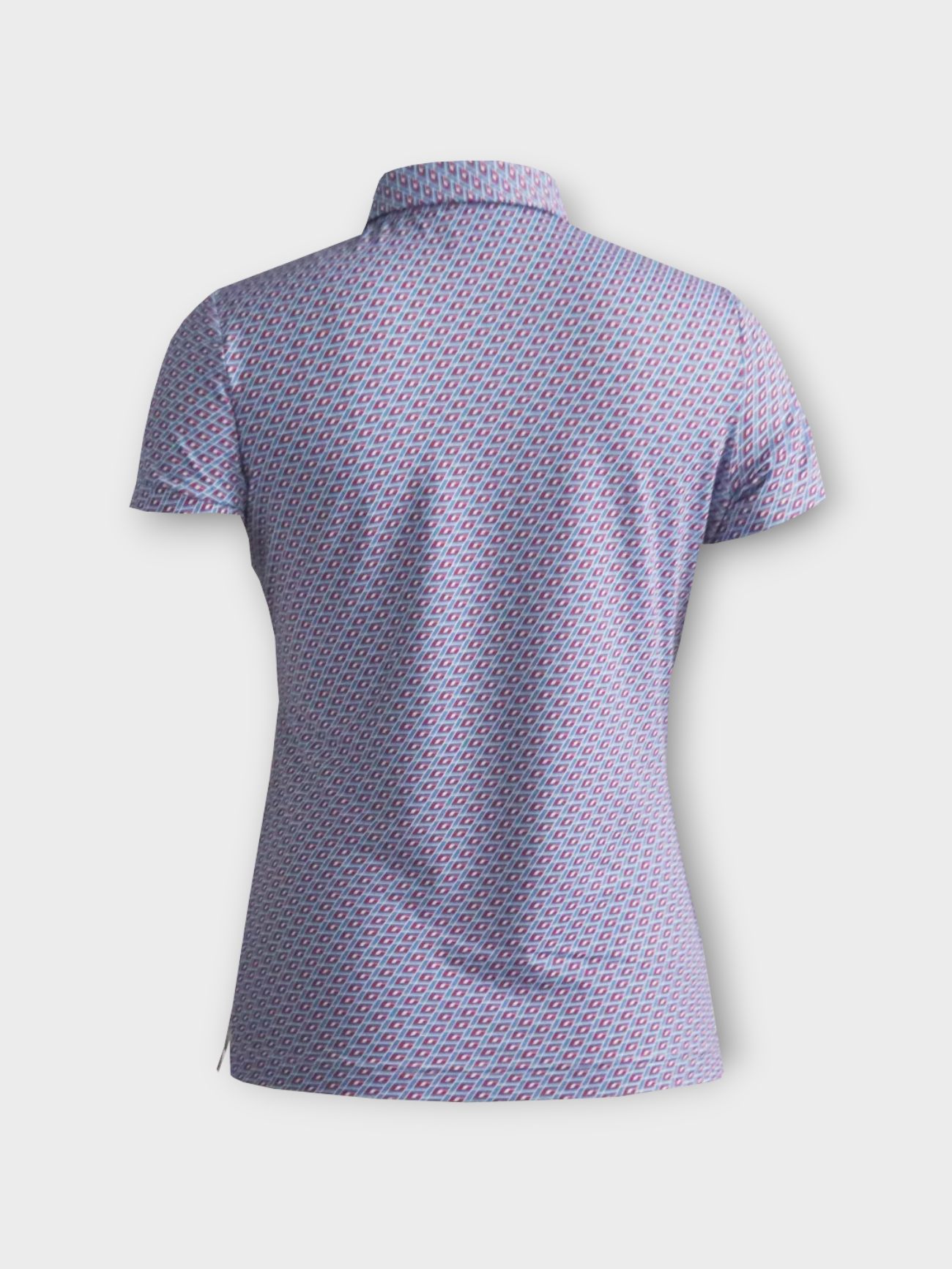 Island Green Short Sleeved Polo - Raspberry Geo Print