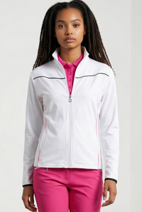 JRB Golf Midlayer - White with Pink/Black Piping