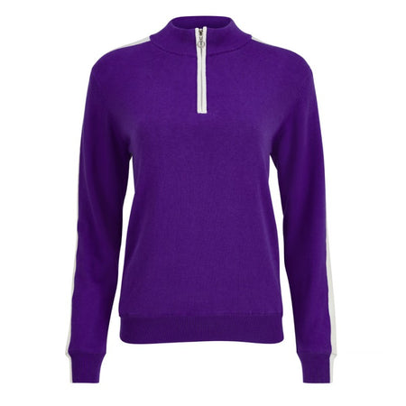 JRB 1/4 zipped summer long sleeved top - Black with Grape