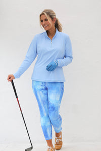 Famara Women's Capri Leggings - Periwinkle print
