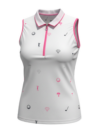 JRB Sleeveless Polo - White Golf Print