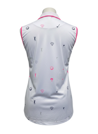 JRB Sleeveless Polo - White Golf Print
