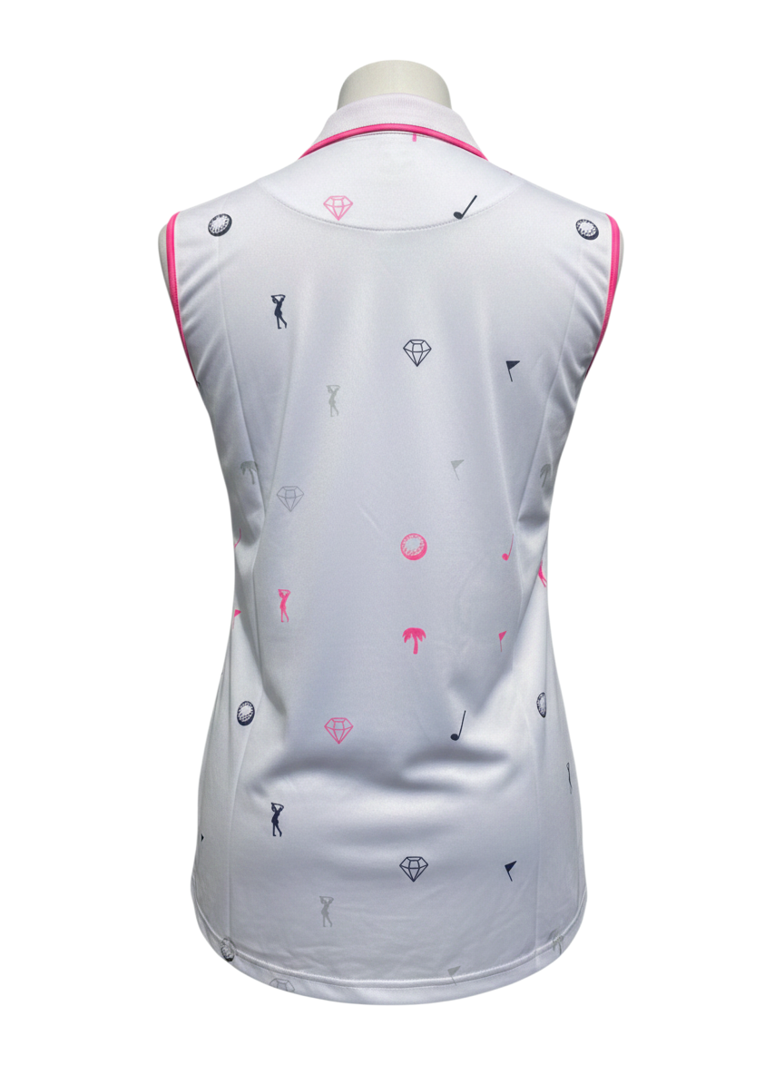 JRB Sleeveless Polo - White Golf Print