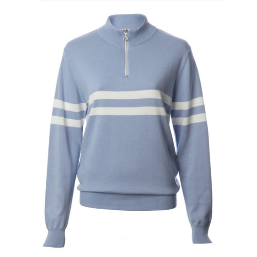 JRB Stripe Sweater (1/4 zipped) - Glacier Blue
