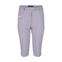 JRB City shorts - White with Black Pin Stripes and Rose Pink Spots