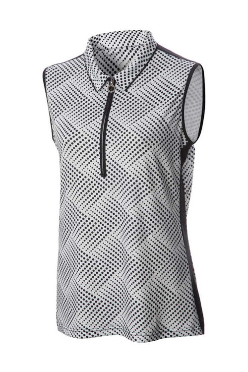 JRB sleeveless shirt - White/black dot