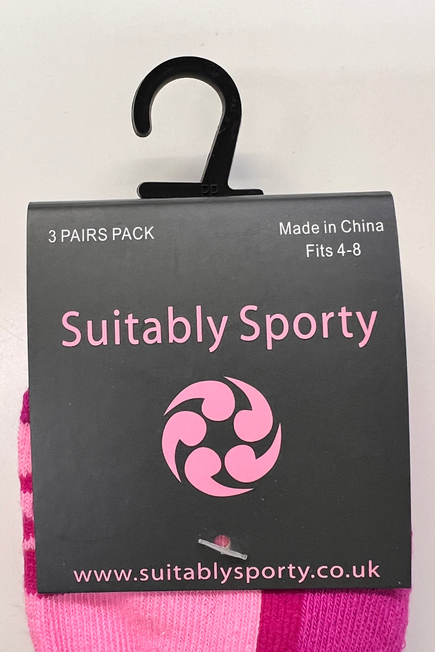 Suitably Sporty sports socks (single pair) - Pink plain