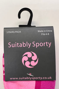 Suitably Sporty sports socks (2 pair pack) - Pinks