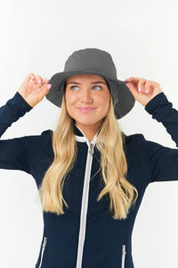 Fleece lined waterproof rain hat - grey