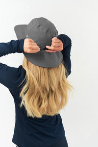Fleece lined waterproof rain hat - grey
