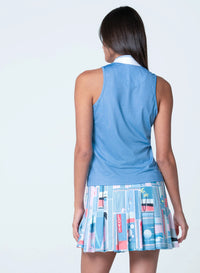 Lucky in Love Linen Streak Sleeveless Top - Periwinkle