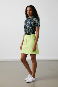 JRB Short Sleeved Polo - Navy / River Blue Cross Print