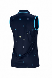 JRB Sleeveless Polo - Navy Golf print