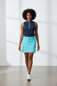 JRB Sleeveless Polo - Navy Golf print