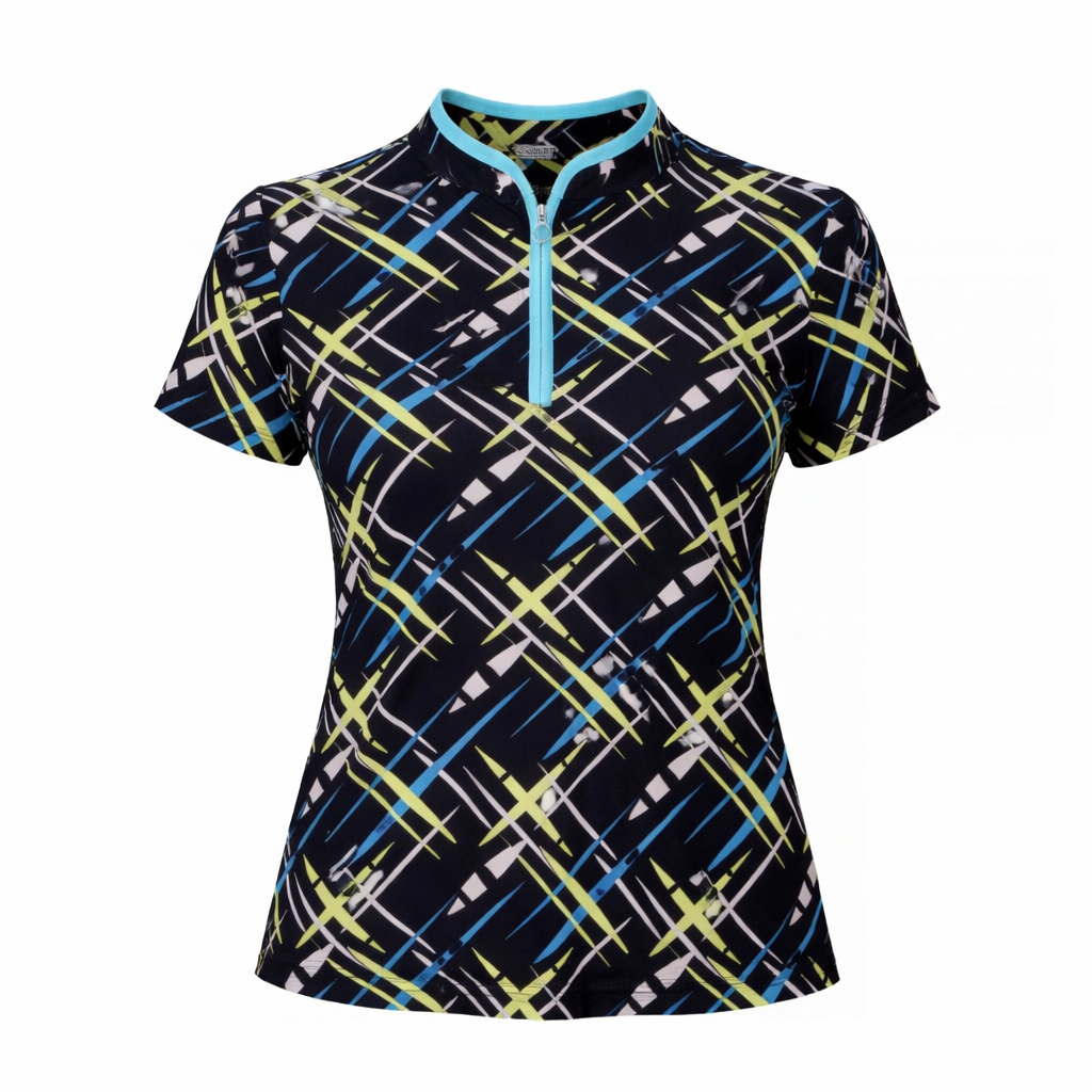 JRB Short Sleeved Polo - Navy / River Blue Cross Print