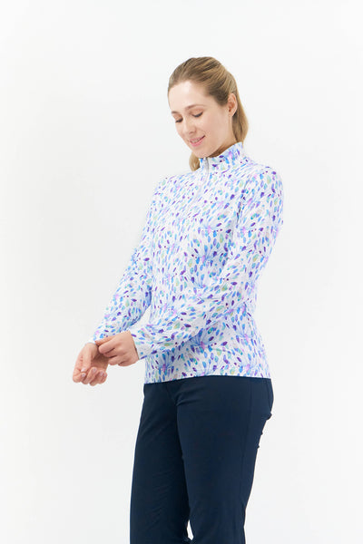 Pure Golf Serenity Long Sleeved Polo - Opal Wish