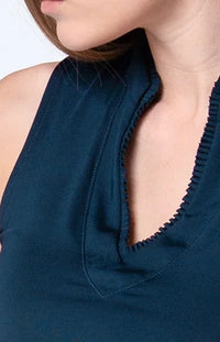 Lucky in Love Pleats Sleeveless Top - Navy