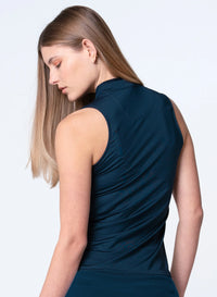 Lucky in Love Pleats Sleeveless Top - Navy