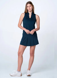 Lucky in Love Pleats Sleeveless Top - Navy