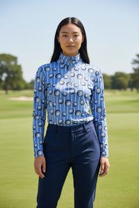 JRB 1/4 Zipped Mid Layer - Cornflower Balls Print