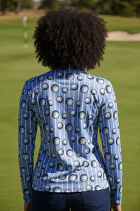 JRB 1/4 Zipped Mid Layer - Cornflower Balls Print