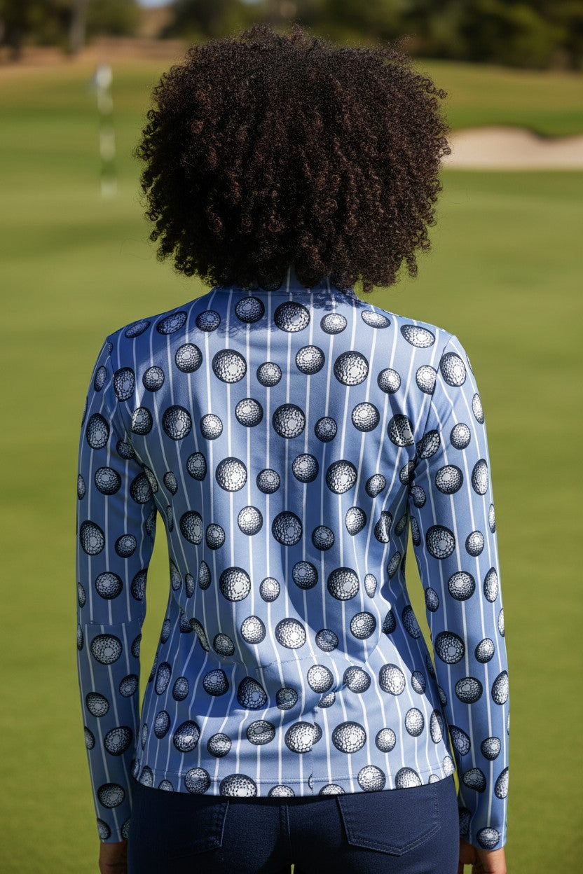 JRB 1/4 Zipped Mid Layer - Cornflower Balls Print