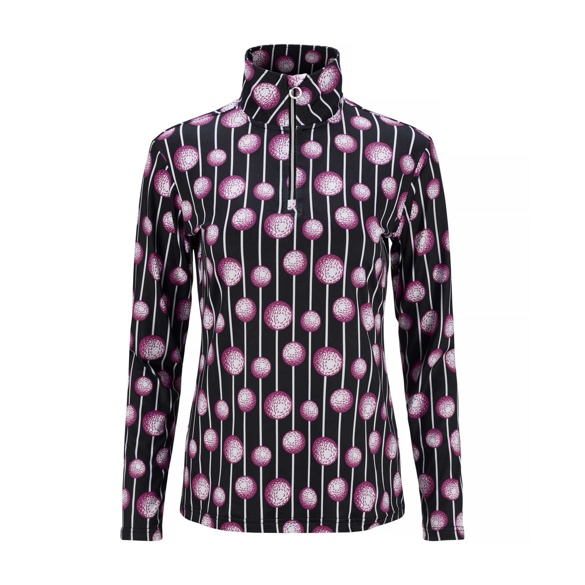 JRB 1/4 Zipped Mid Layer - Fuchsia Balls print