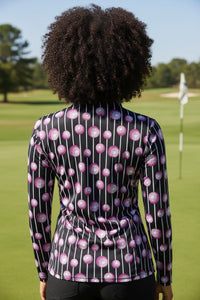 JRB 1/4 Zipped Mid Layer - Fuchsia Balls print