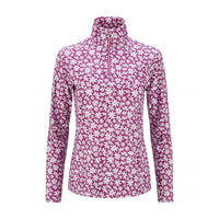 JRB 1/4 Zipped Mid Layer - Fuchsia Ditsy Flowers