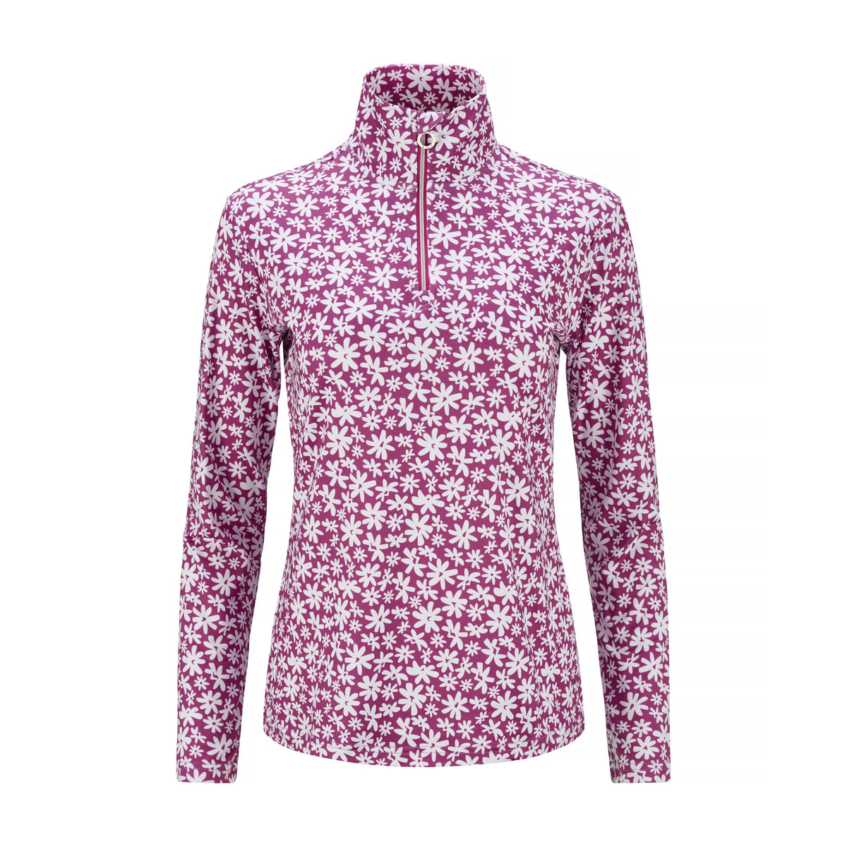 JRB 1/4 Zipped Mid Layer - Fuchsia Ditsy Flowers