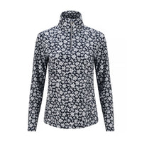 JRB 1/4 Zipped Mid Layer - Navy Ditsy Flowers