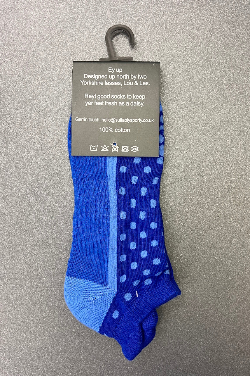 Suitably Sporty sports socks (single pair) - Blue spots