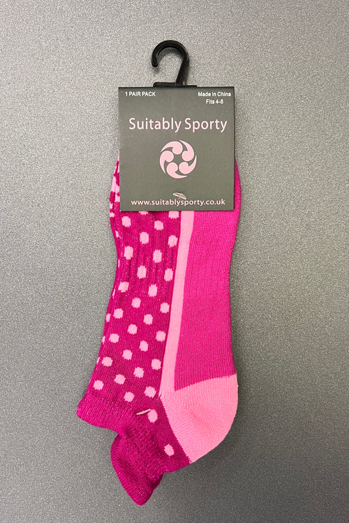 Suitably Sporty sports socks (single pair) - Pink spots