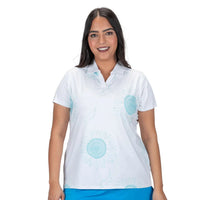 Nancy Lopez Sunny short sleeved polo - White with blue