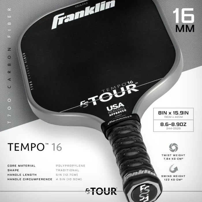 Franklin FS Tour Tempo pickleball paddle - Blue, pink or grey