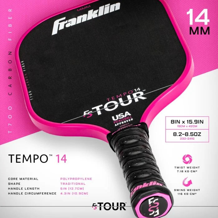 Franklin FS Tour Tempo pickleball paddle - Blue, pink or grey