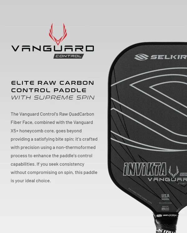 Selkirk Vanguard Control Elite Pickleball Paddle - Raw Carbon black