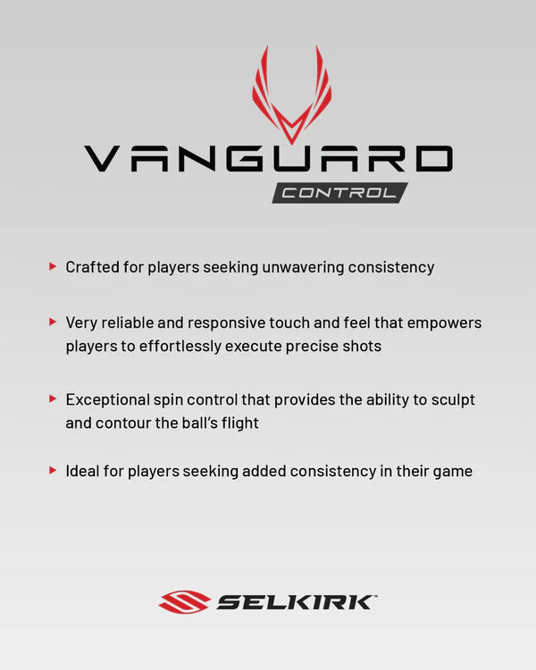 Selkirk Vanguard Control Elite Pickleball Paddle - Raw Carbon black