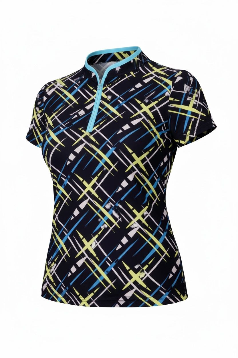 JRB Short Sleeved Polo - Navy / River Blue Cross Print