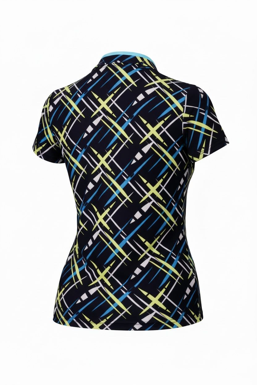 JRB Short Sleeved Polo - Navy / River Blue Cross Print