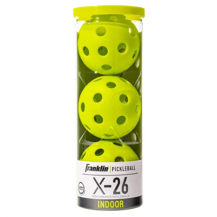 Franklin Sports indoor X-26 pickleball balls (pack of 3) - Blue or Lime green