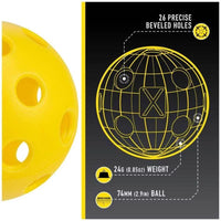 Franklin Sports indoor X-26 pickleball - Individual ball (Yellow)