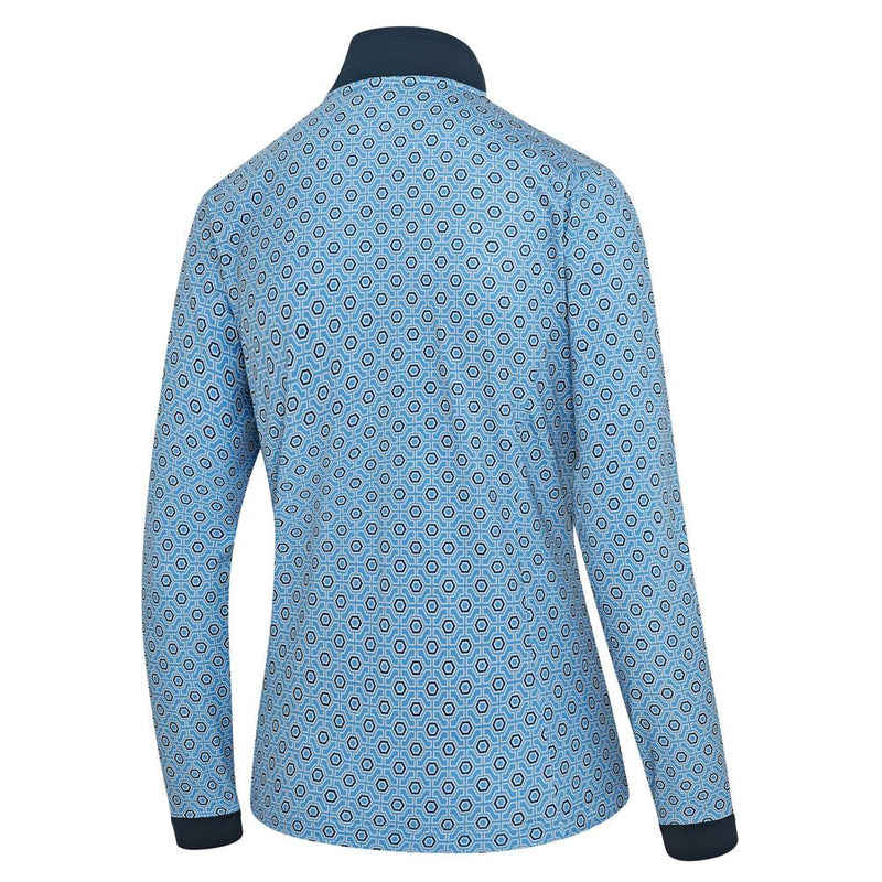Island Green Hexagon Print 1/4 Zip - Blue