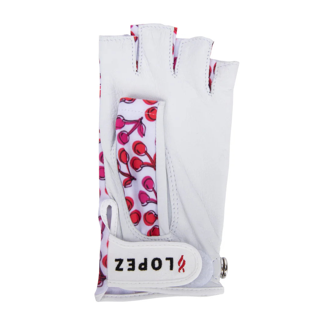 Nancy Lopez Half Finger Golf Glove (left and right hands) - Cherry