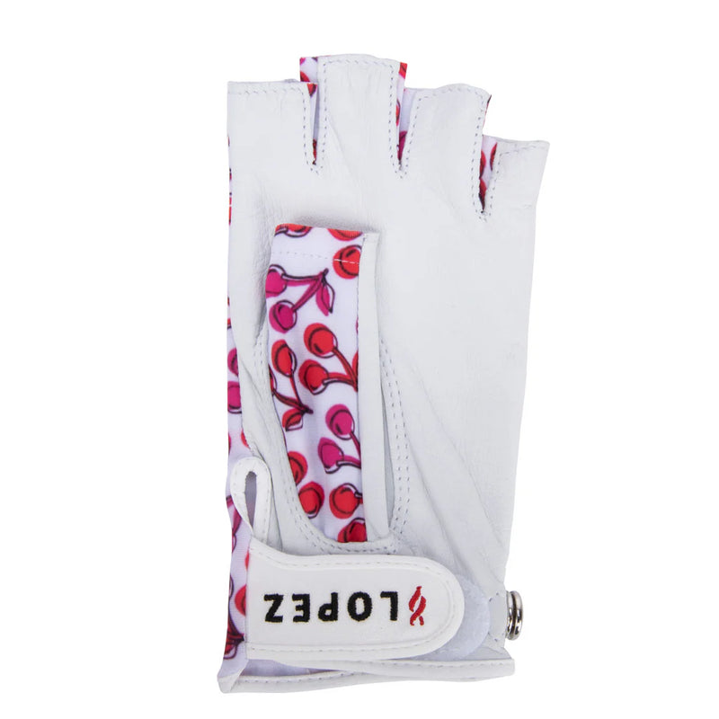 Nancy Lopez Half Finger Golf Glove (left and right hands) - Cherry