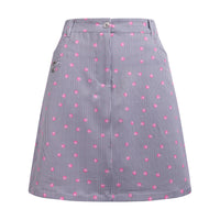 JRB Smart skort - White with Black Pin Stripes and Rose Pink Spots
