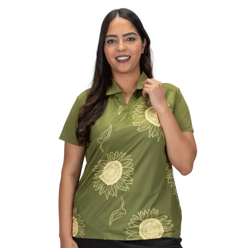 Nancy Lopez Sunny short sleeved polo - Olive Multi