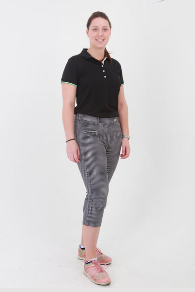This is an essential item for every lady golfer and her golfing wardrobe.  Who doesn't need a black golf polo shirt?  This will also work for Lady tennis players who are looking for a plain black tennis polo shirt to match with their tennis skort or tennis shorts.  Lady Tennis players and lady golfers need this.