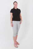 What a great fashion colour. These light grey Ladies Golfing Capri trousers are perfect for your ladies golfing wardrobe.    Matched with the JRB Ladies Golf shirts in various stunning designs you will look amazing on the golf course.  These are not likely to go into the golf clothing sale.  They'll sell out fast.